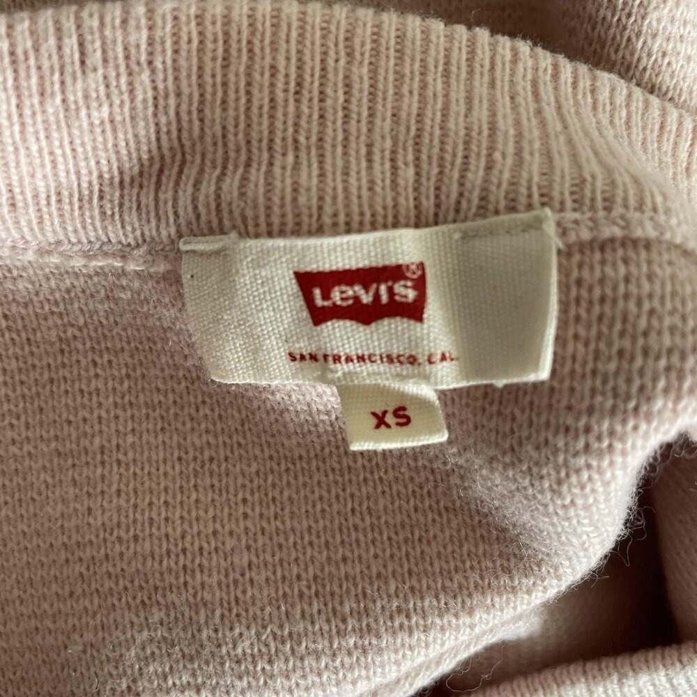 Levi's Sweater Womens XS Pink Blush Crewneck Side Zip Knit Pullover Balletcore - Picture 6 of 9